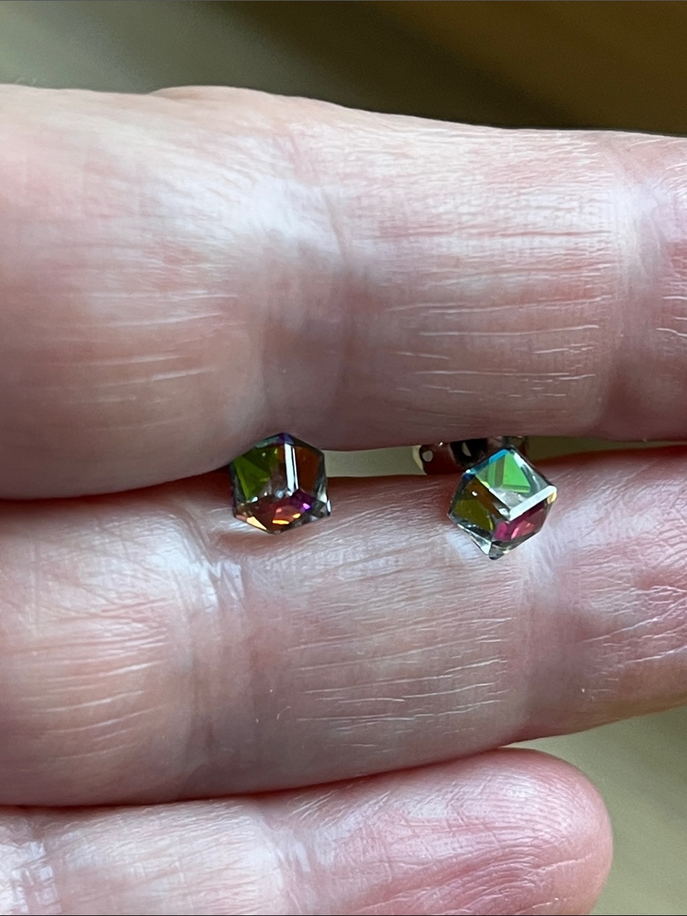 Crystal AB Cube Earrings – Brilliant 4mm Facets